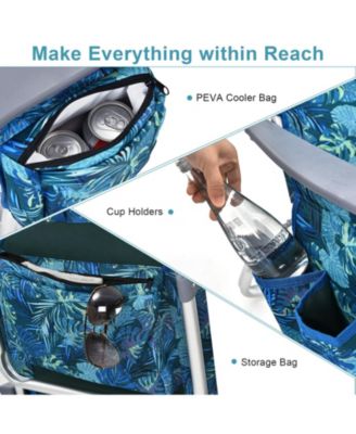 2 Packs 5-Position Outdoor Folding Backpack Beach Table Chair Reclining Chair Set