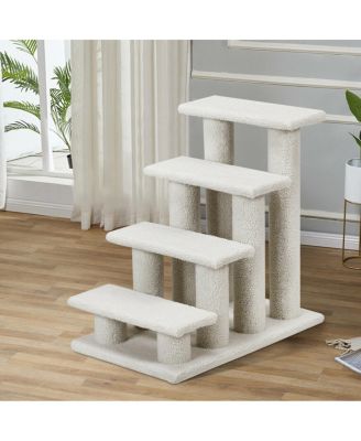 4-Step Pet Stairs Carpeted Ladder Ramp Scratching Post Cat Tree Climber