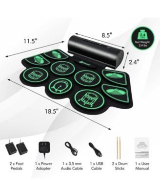 Electronic Drum Set with 2 Build-in Stereo Speakers for Kids