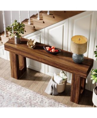 Long Console Table, 63 inches Wooden Rectangular Sofa Table for Behind the Couch, Farmhouse Entryway Table for Hallway, Living Room