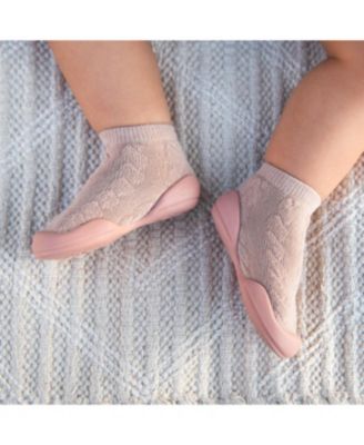 Toddler First Walk Sock Shoes - Cable Brandy Rose