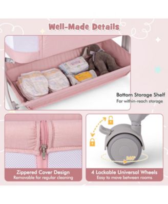 Baby Bassinet Bedside Sleeper with 6-Level Adjustable Height