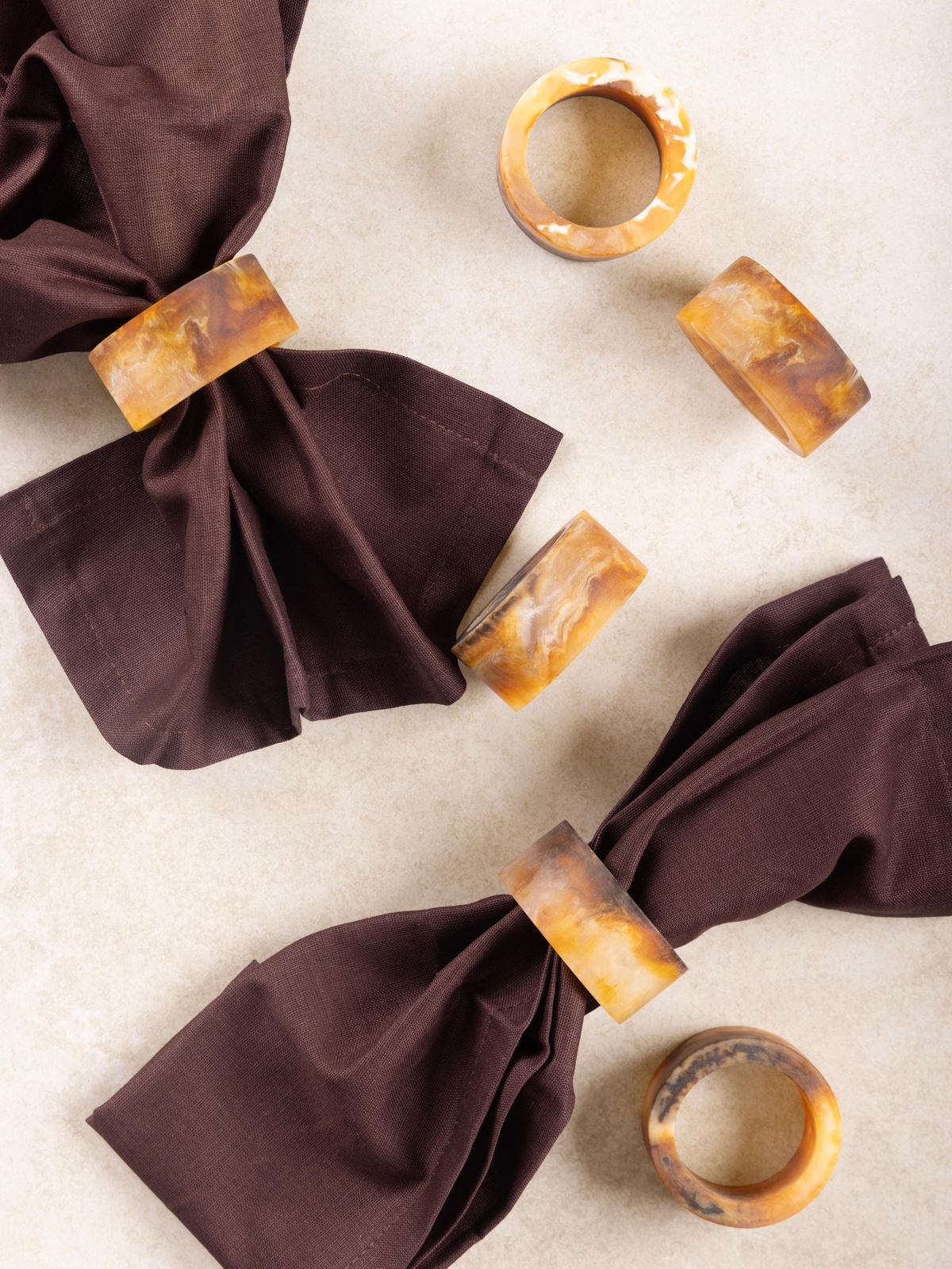 Kampai Napkin Rings - Set of 6 - Brown
