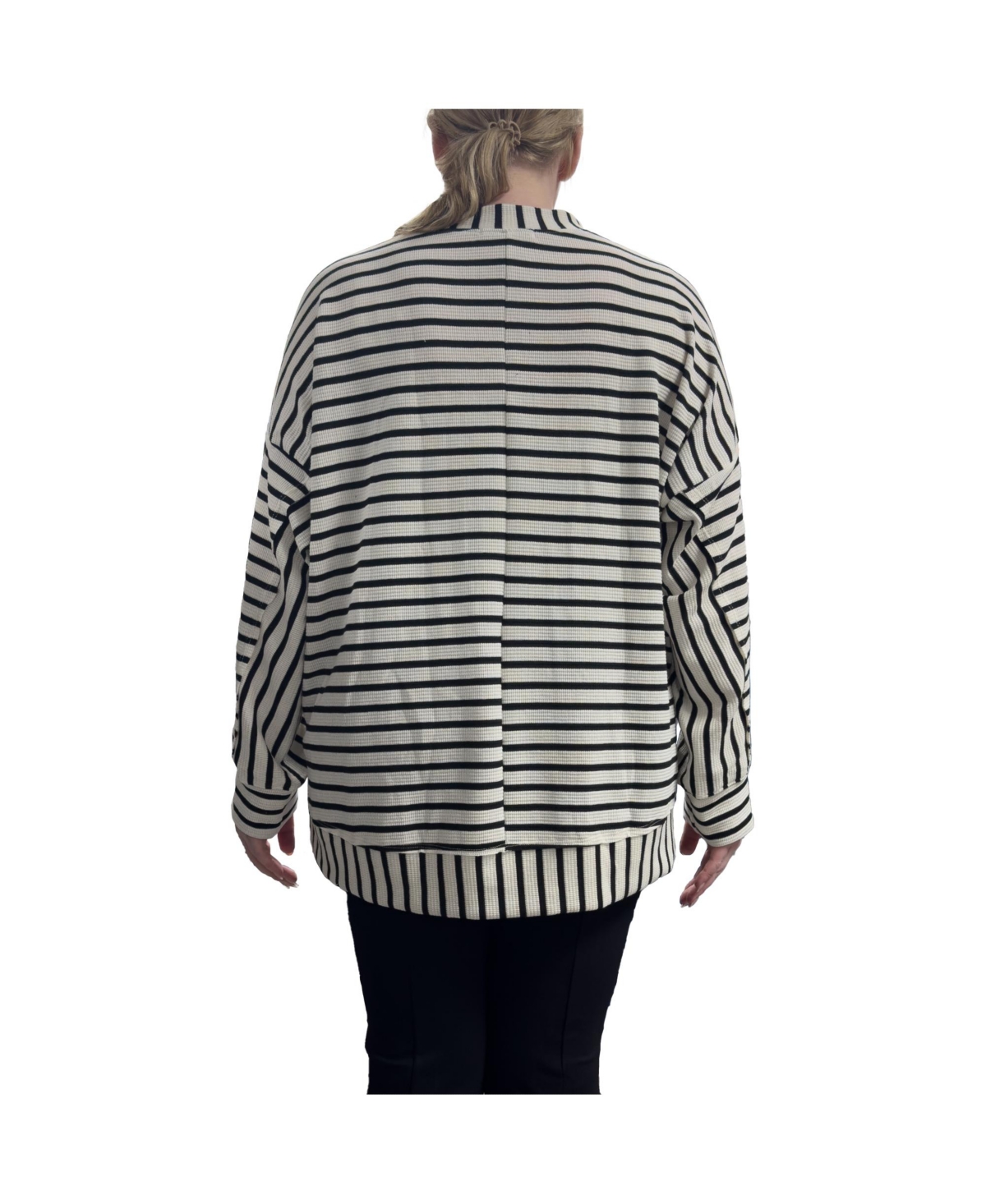 Standards & Practices Plus Size Long Sleeves Crew Neck Strip Knit Top