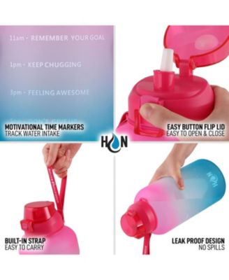 1 Gallon Motivational Water Bottle With Straw & Time Marker Quote