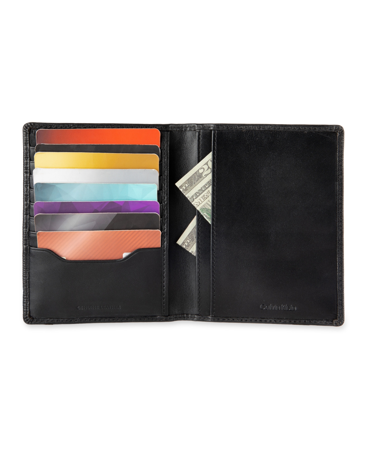 Calvin Klein Men's Leather Passport Wallet with Airtag Holder Luggage Tag, 2-Piece Set