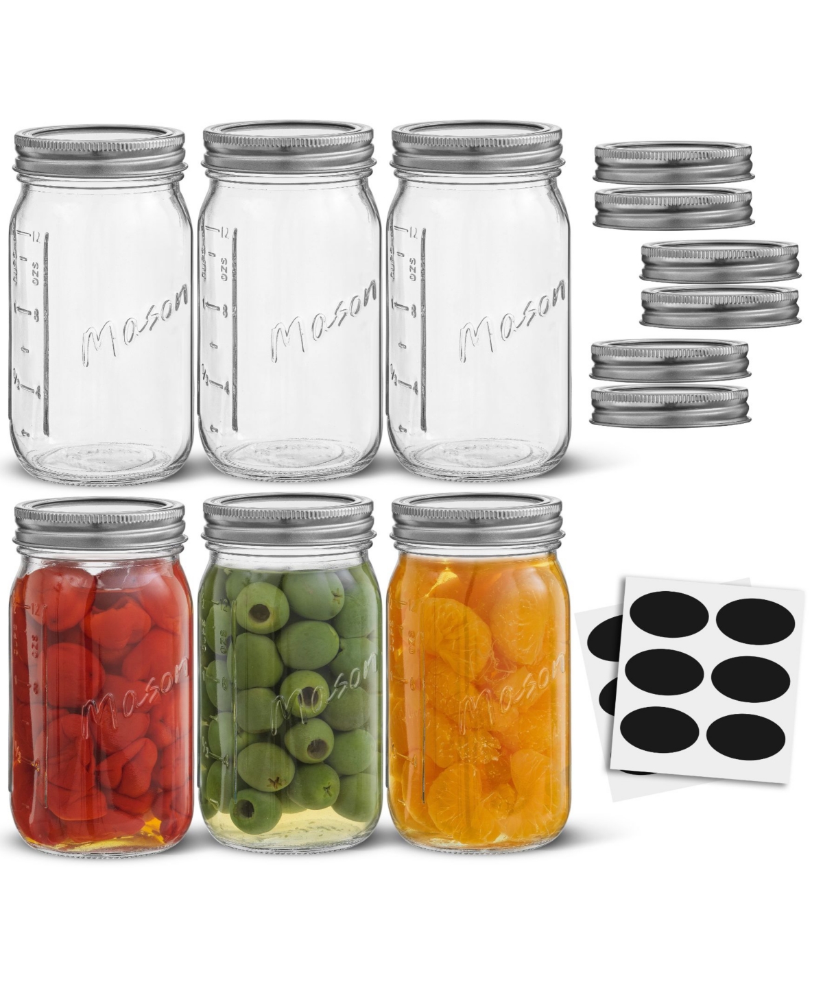 Shop Joyjolt Regular Set Of 6 Mason Jars With Airtight Lids In Clear