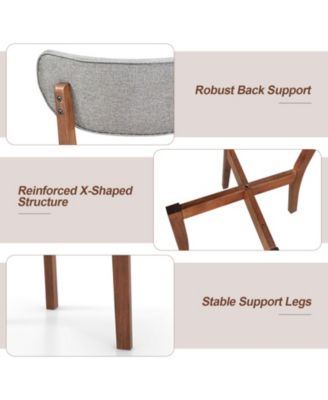 Dining Chairs Set of 2 Upholstered Mid-Back Chairs with Solid Rubber Wood Frame