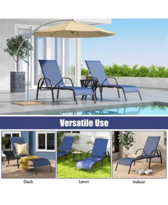 Adjustable Patio Chaise Folding Lounge Chair with Backrest