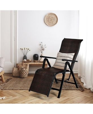 Patio Back Adjustable Rattan Folding Lounge Recliner