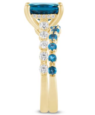 London Blue Topaz (2-3/4 ct. t.w.) & Diamond (1/2 ct. t.w.) Bridal Set in 14k Gold