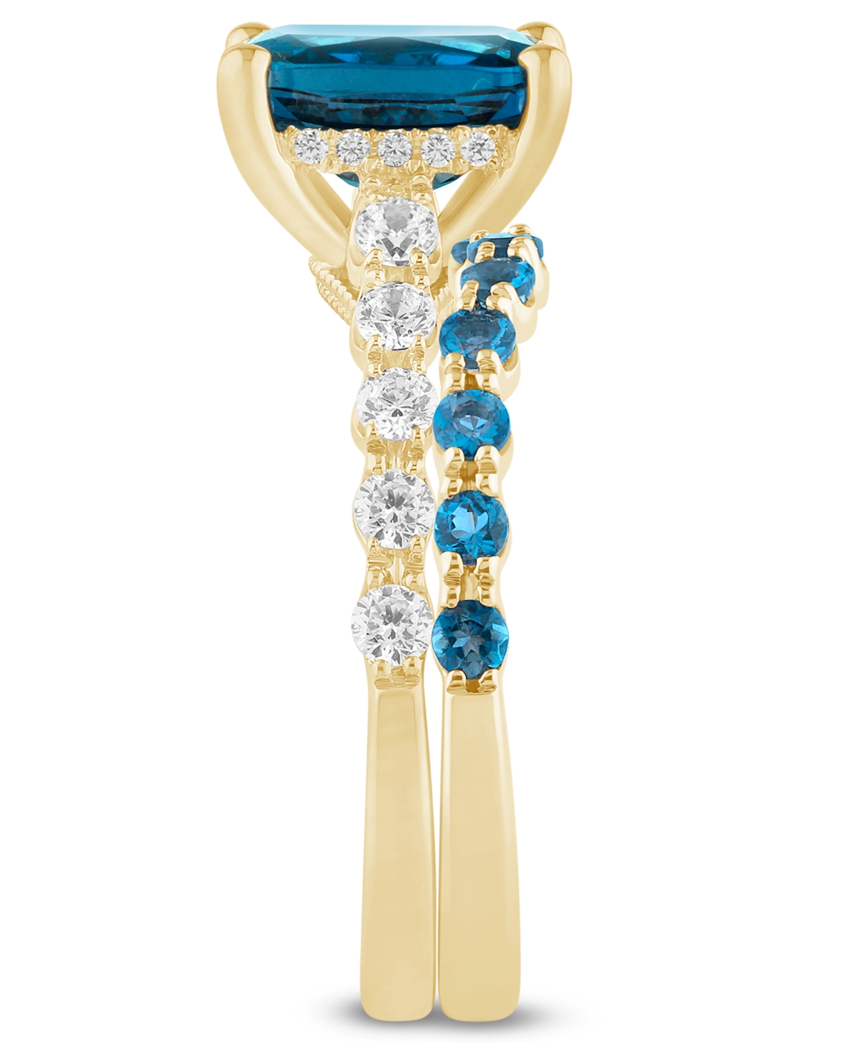 Macy's London Blue Topaz (2-3/4 Ct. T.w.) & Diamond (1/2 Ct. T.w.) Bridal Set In 14k Gold In London Blue Topaz