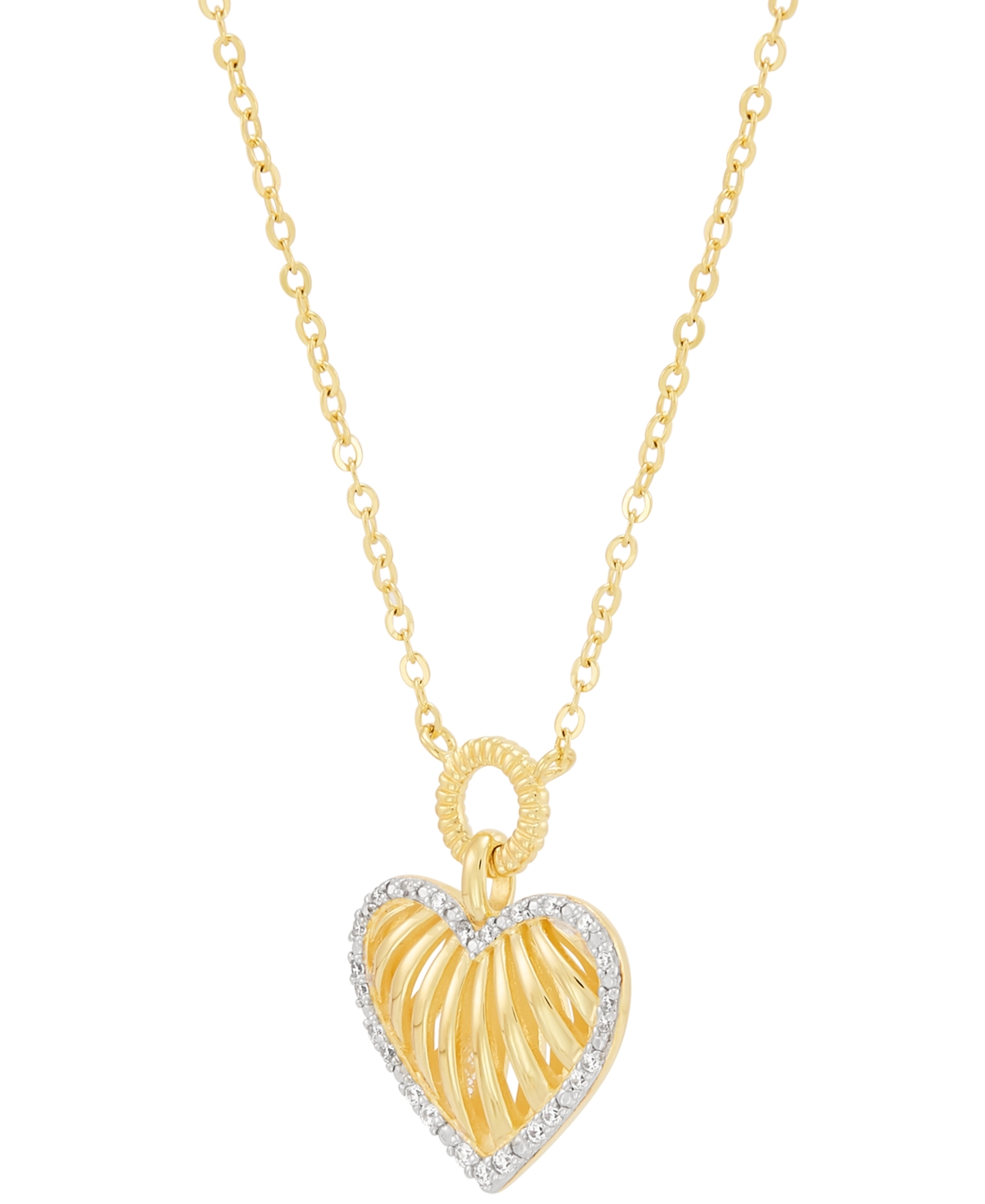 Macy's Diamond Heart Pendant 18" Necklace (1/10 Ct. T.w.) In 14k Gold-plated Sterling Silver In Gold-plated Sterling Silver