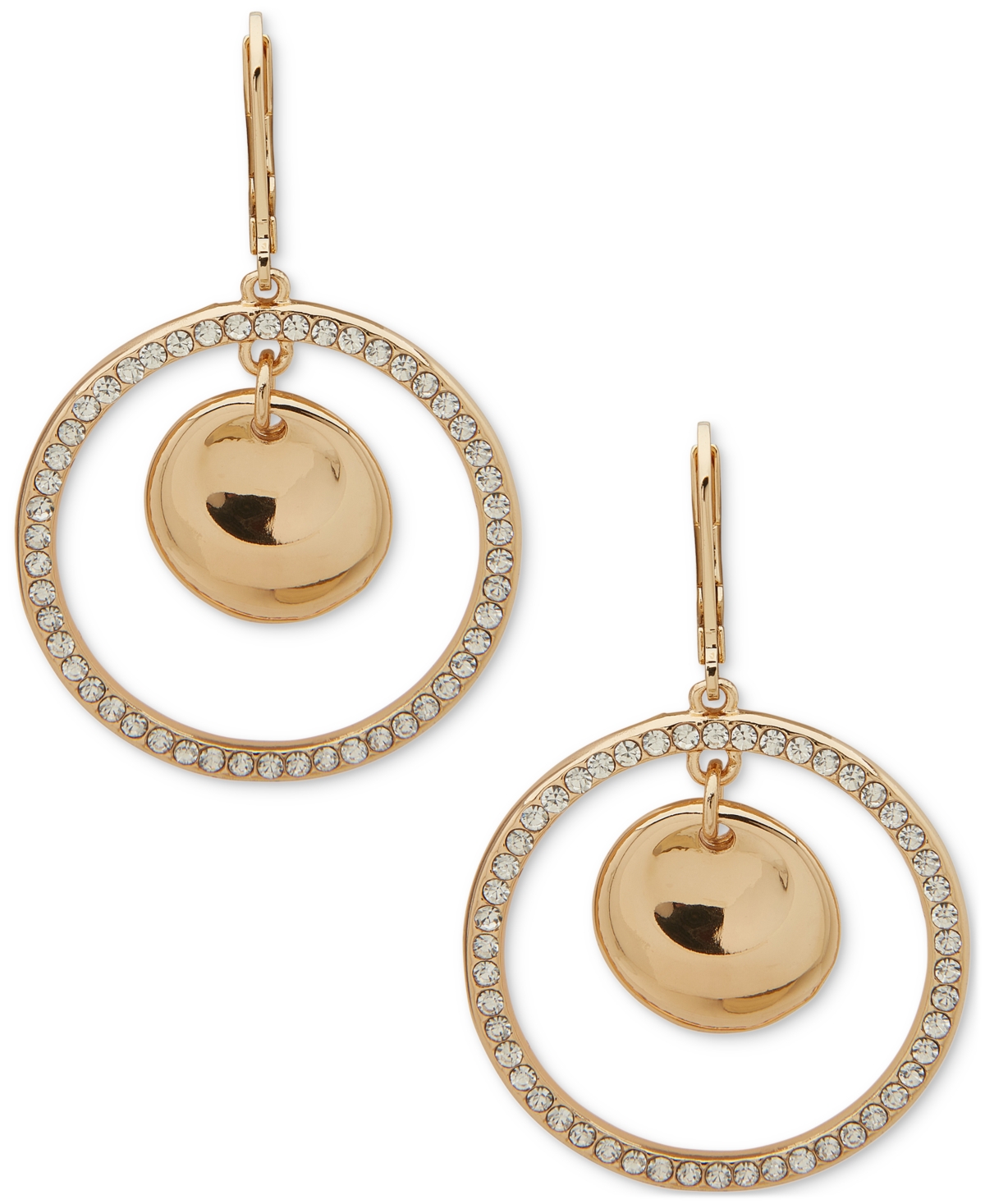 Gold-Tone Crystal & Polished Disc Orbital Drop Earrings - Gold