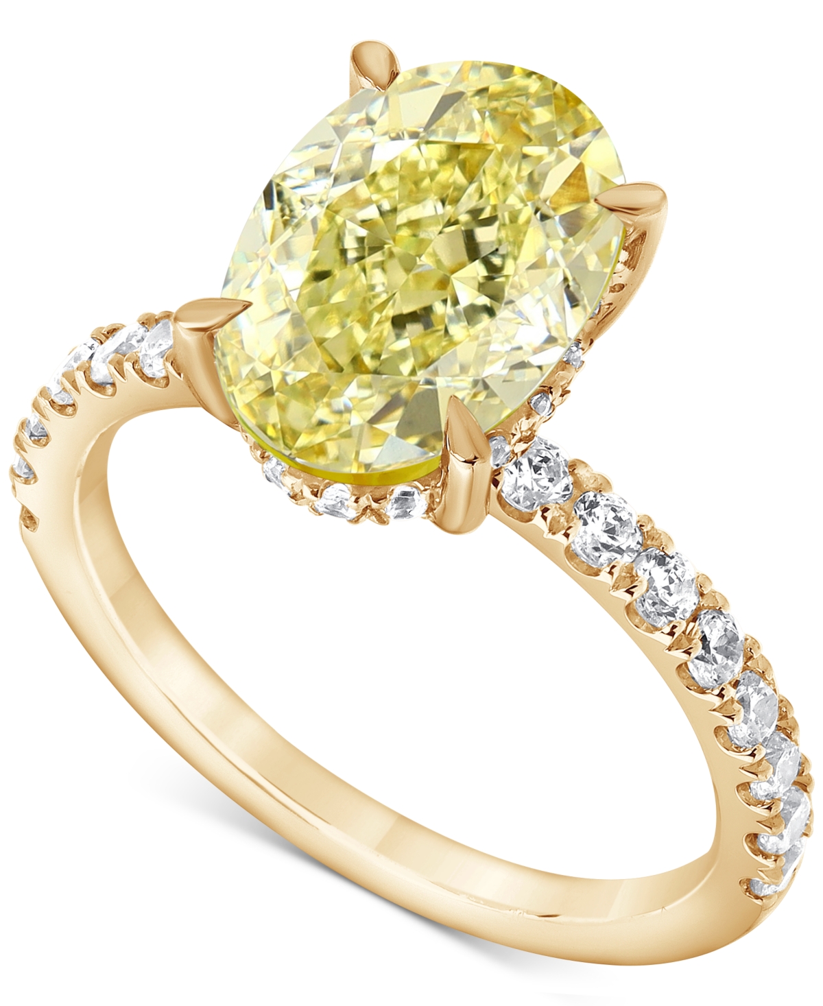Badgley Mischka Igi Certified Lab Grown Yellow Diamond Oval-shaped Engagement Ring (3-1/2 Ct. T.w.) In 14k White, Ye In Yellow Gold