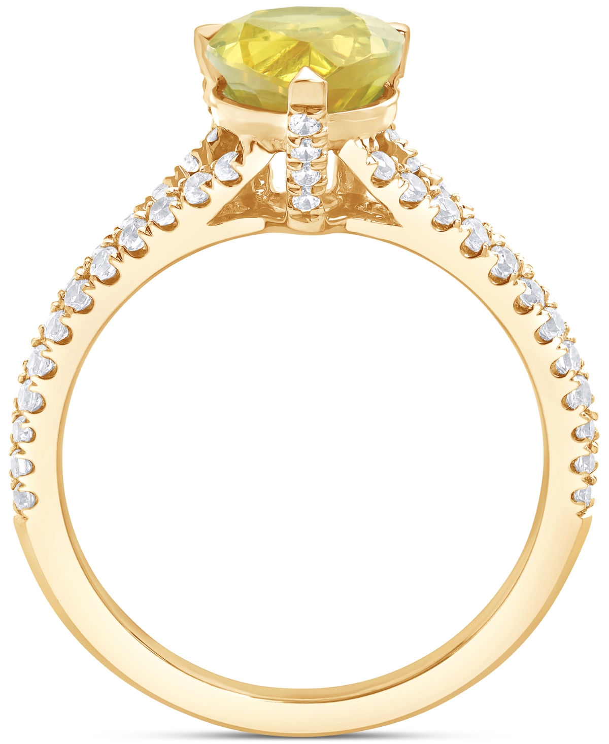 Badgley Mischka Igi Certified Lab Grown Yellow Diamond Pear-shaped Engagement Ring (2-3/8 Ct. T.w.) In 14k White, Ye In Yellow Gold