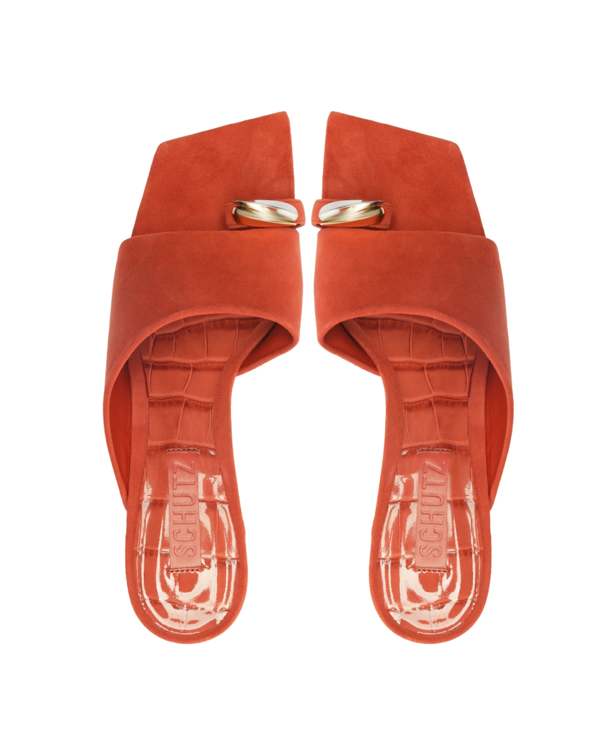 Shop Schutz Women's Jodie Mid-block Heel Sandals In Orange