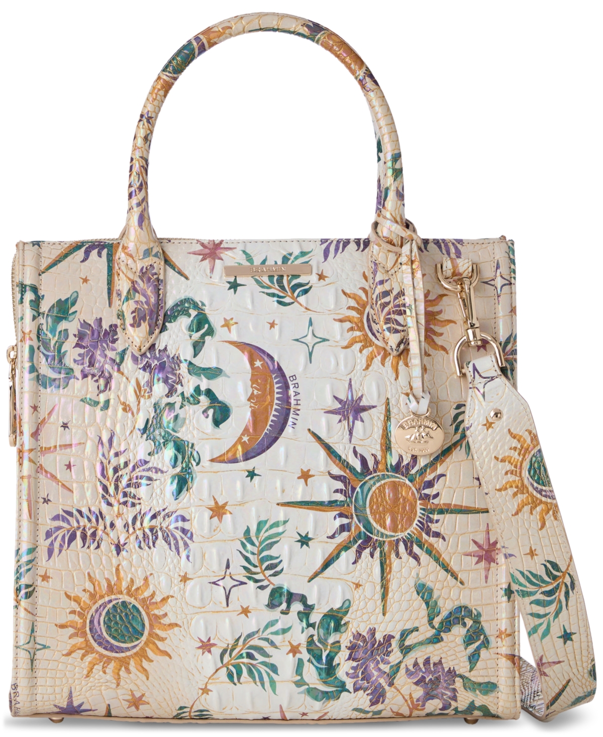 BRAHMIN CAROLINE MELBOURNE EMBOSSED LEATHER SATCHEL