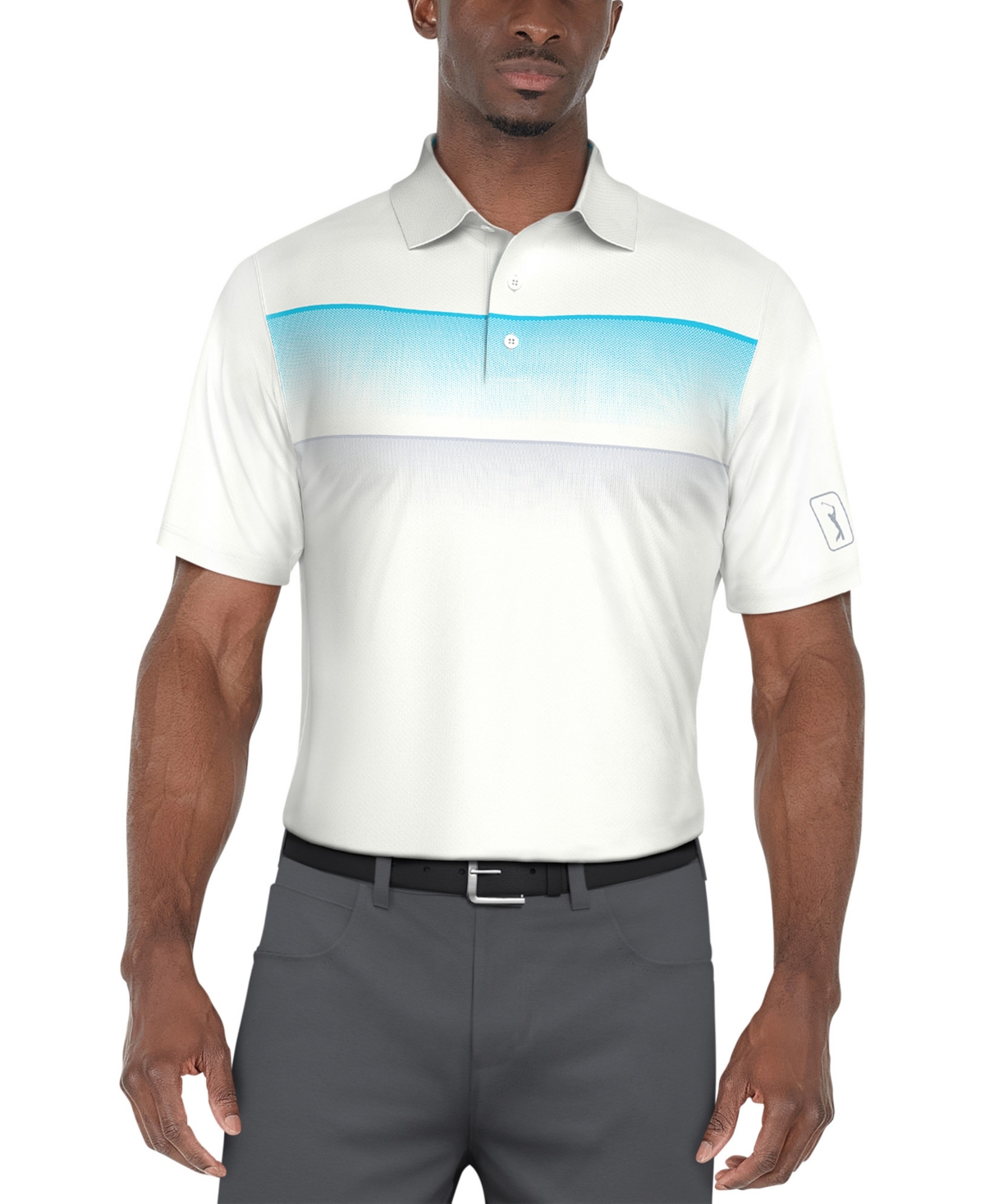 Men's Gradient Stripe Printed Golf Polo Shirt - Iron Gate