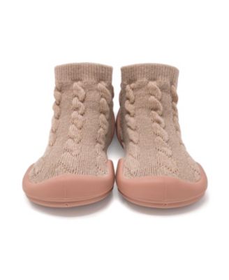 Toddler First Walk Sock Shoes - Cable Brandy Rose