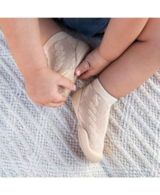 Toddler First Walk Sock Shoes - Cable Dark Beige