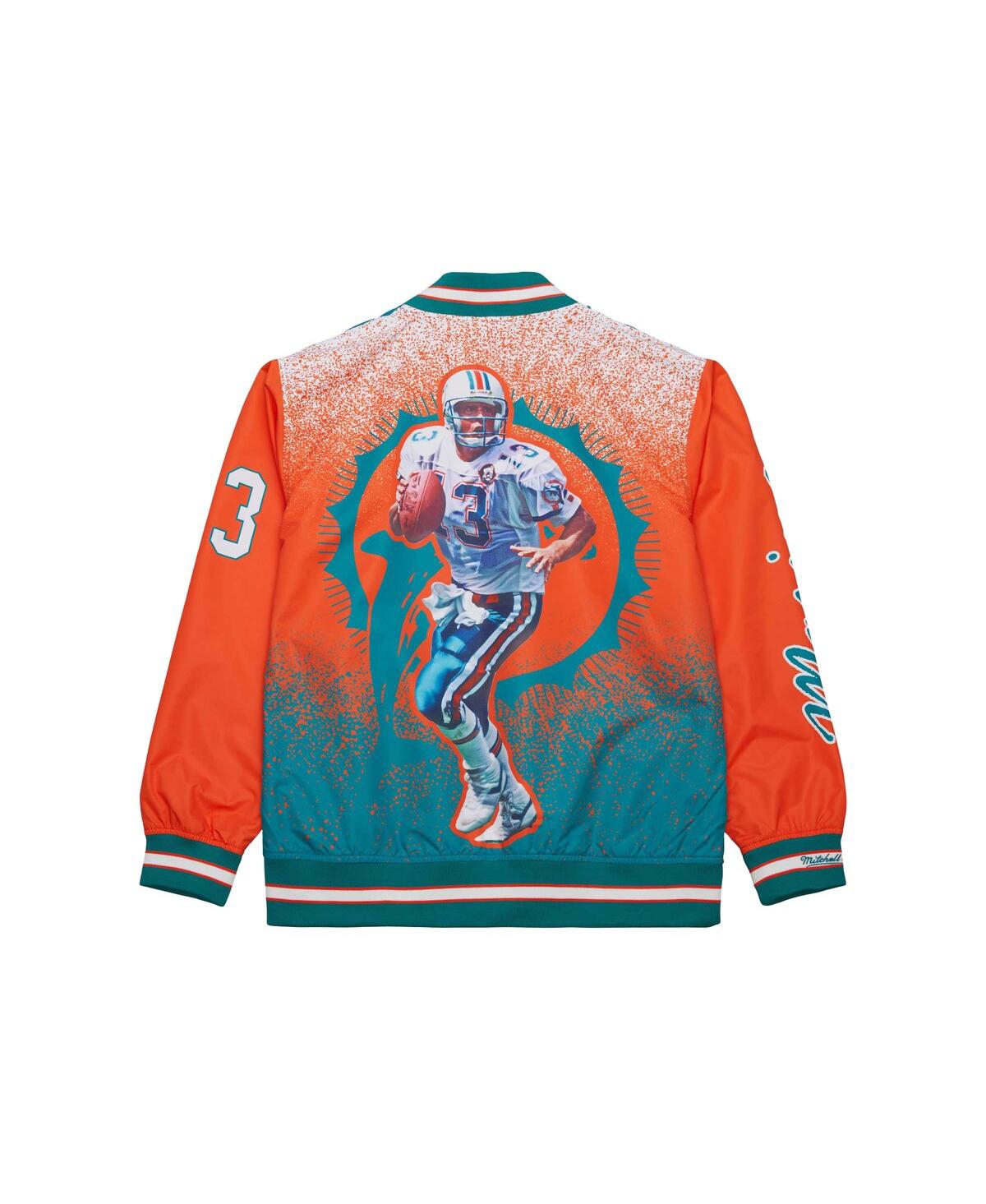 Mitchell & Ness Men's Dan Marino Aqua Miami Dolphins Retired Player Graphic Full-snap Satin Jacket In Aqua