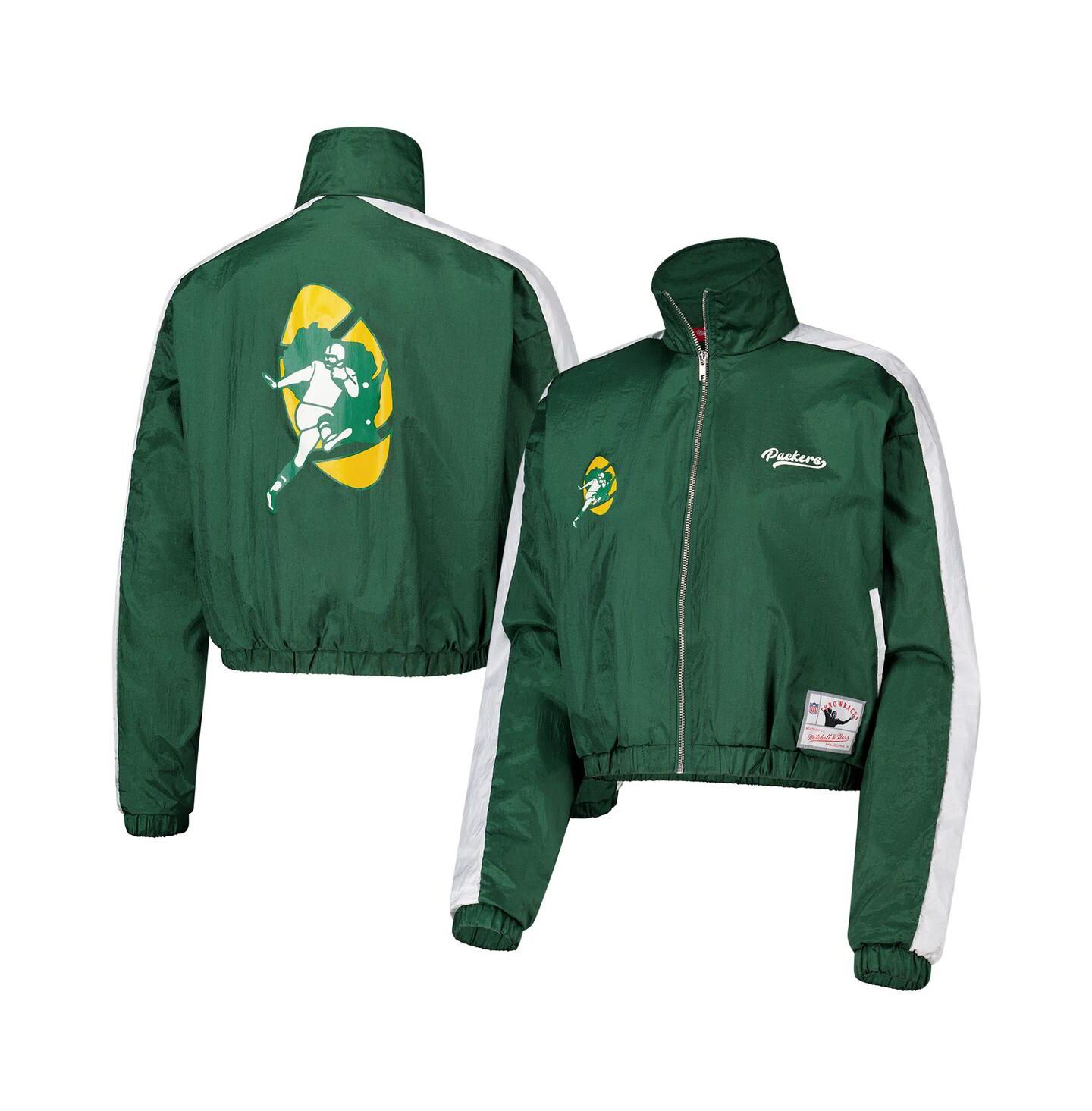 Женская куртка Mitchell & Ness Green Green Bay Packers Nylon Cropped Full-Zip — фото 1