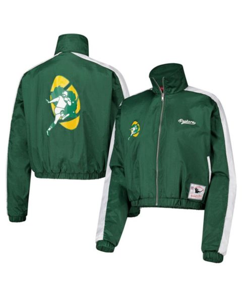 Женские куртки Mitchell & Ness Women's Green Green Bay Packers Nylon Cropped Full-Zip Jacket