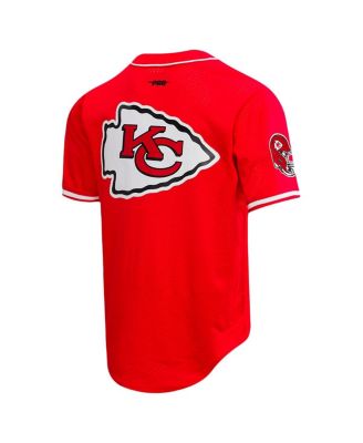 Men's Travis Kelce Red Kansas City Chiefs Mesh Button-Up Baseball Jersey