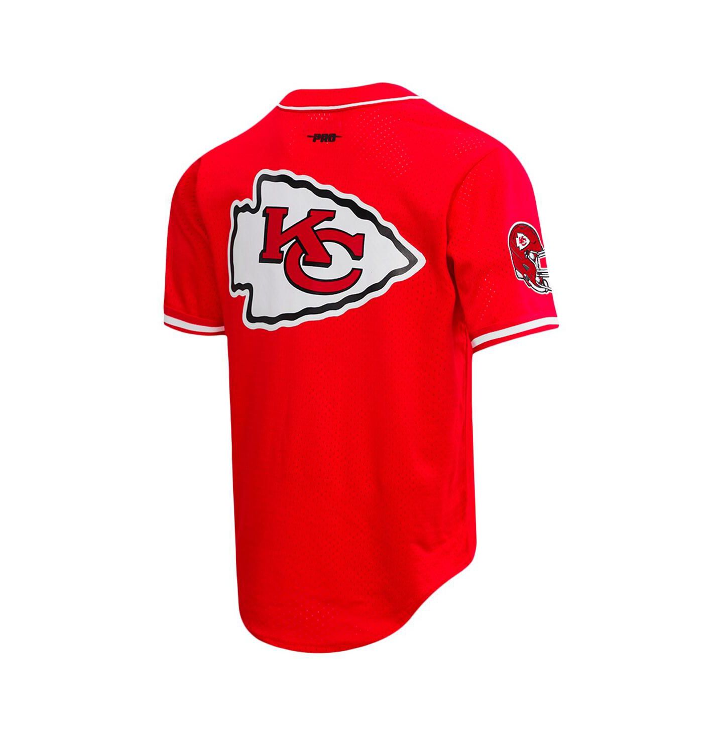 Мужской топ Pro Standard Travis Kelce Red Kansas City Chiefs Mesh Button-Up Baseball Jersey — фото 3
