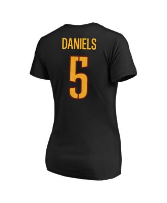 Women's Jayden Daniels Black Washington Commanders Plus Size Player Name Number V-Neck T-Shirt