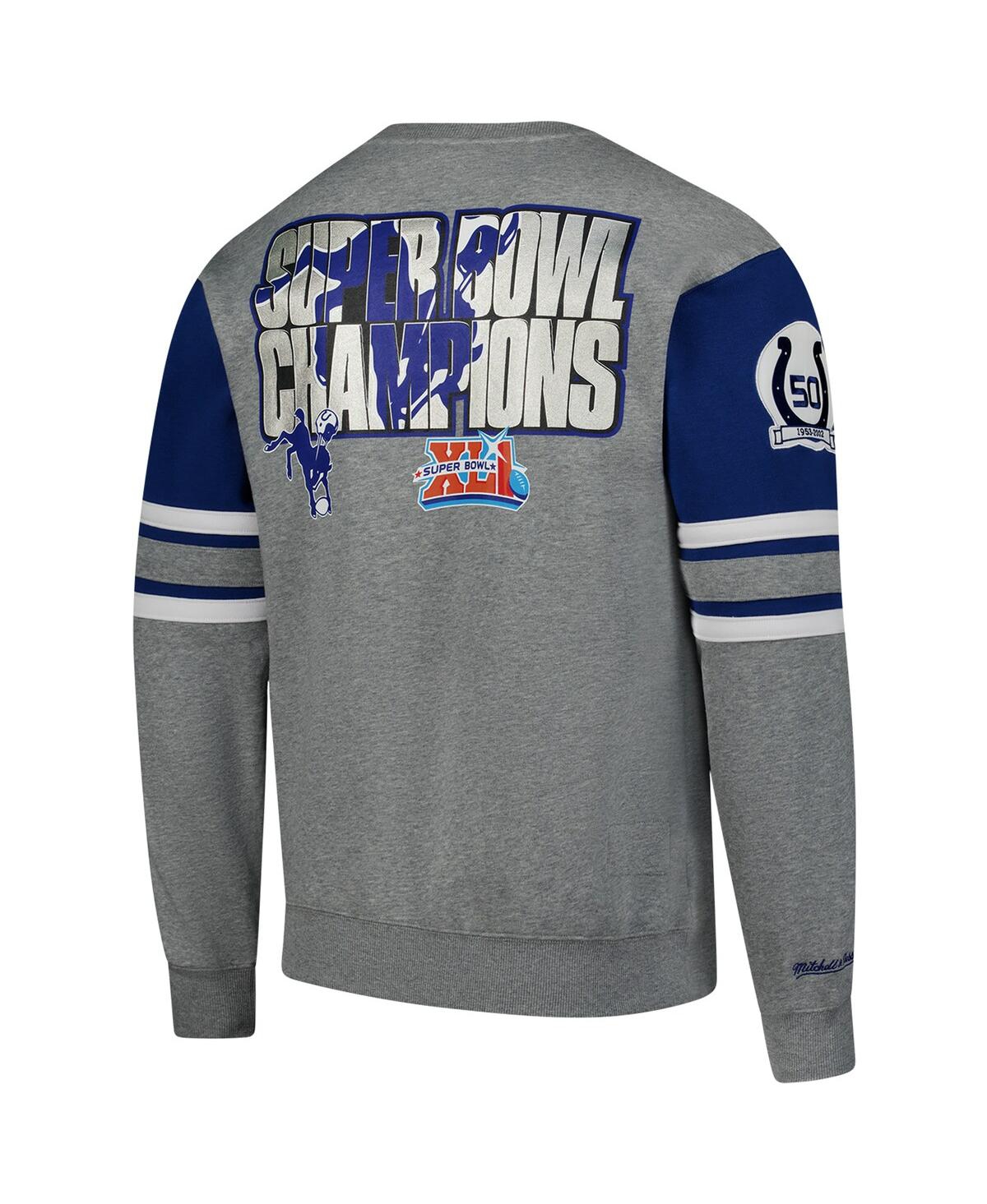 Mitchell & Ness Men'sIndianapolis Colts All Over 4.0 Vintage Logo Pullover Sweatshirt - Heather Gray