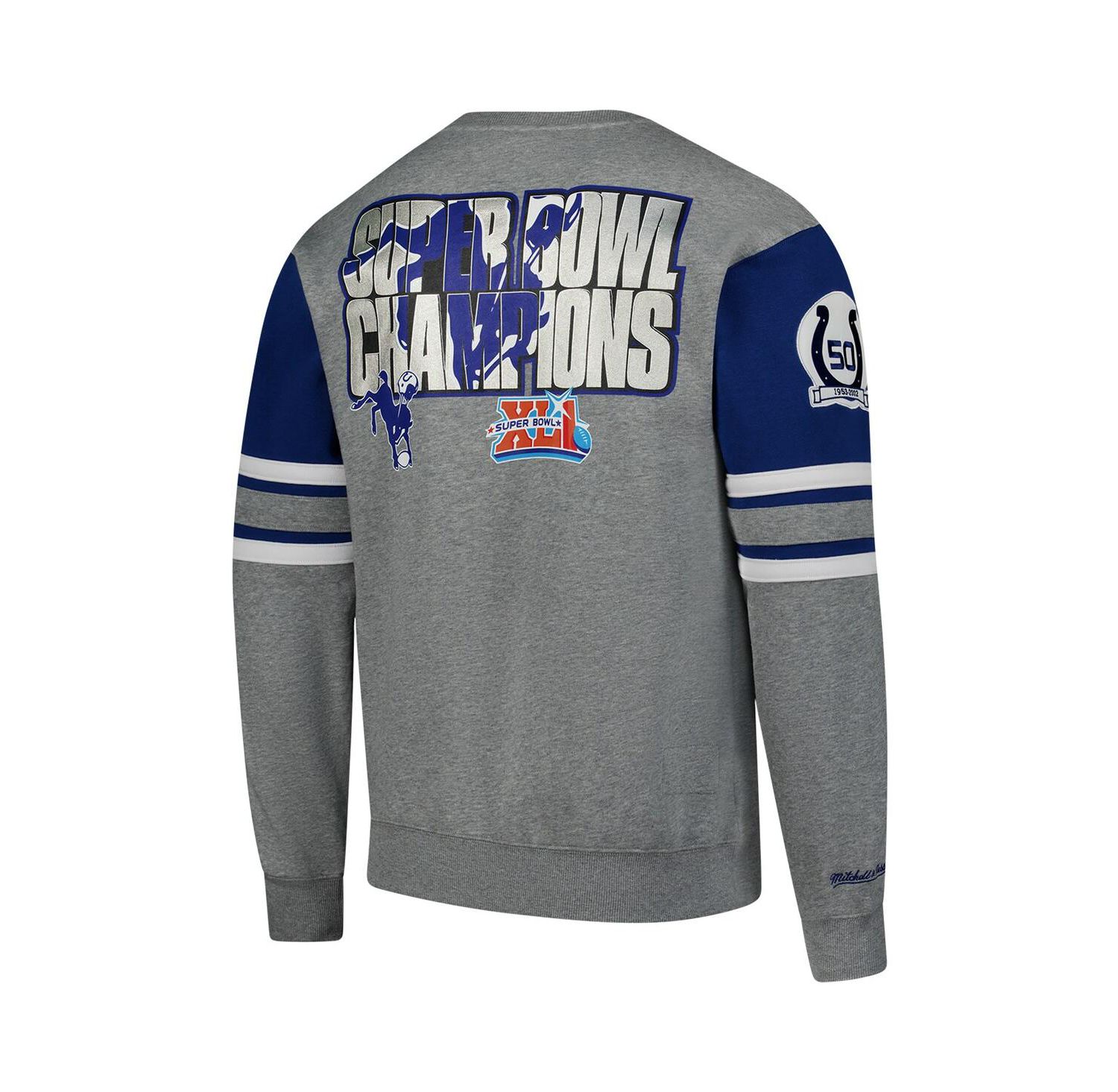 Men's Heather Gray Indianapolis Colts All Over 4.0 Vintage Logo Pullover Sweatshirt