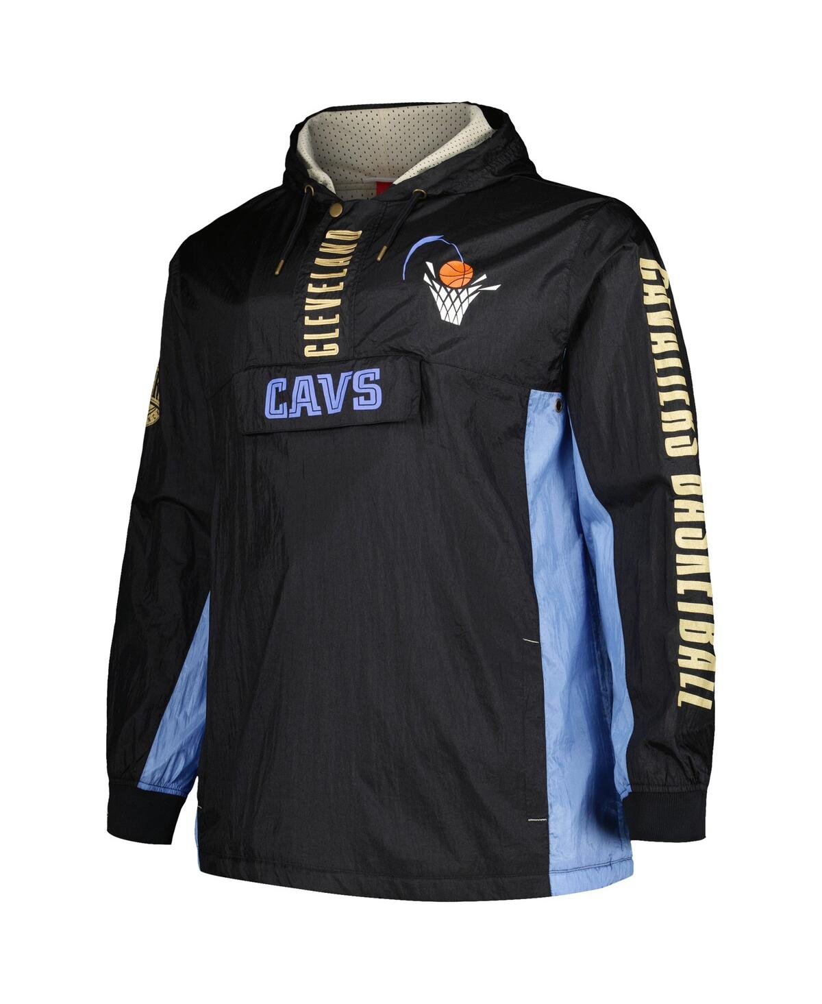 Mitchell & Ness Men'sCleveland Cavaliers Big Tall Hardwood Classics Team Og 2.0 Anorak Hoodie Quarter-Zip Windbreaker Jacket - Black