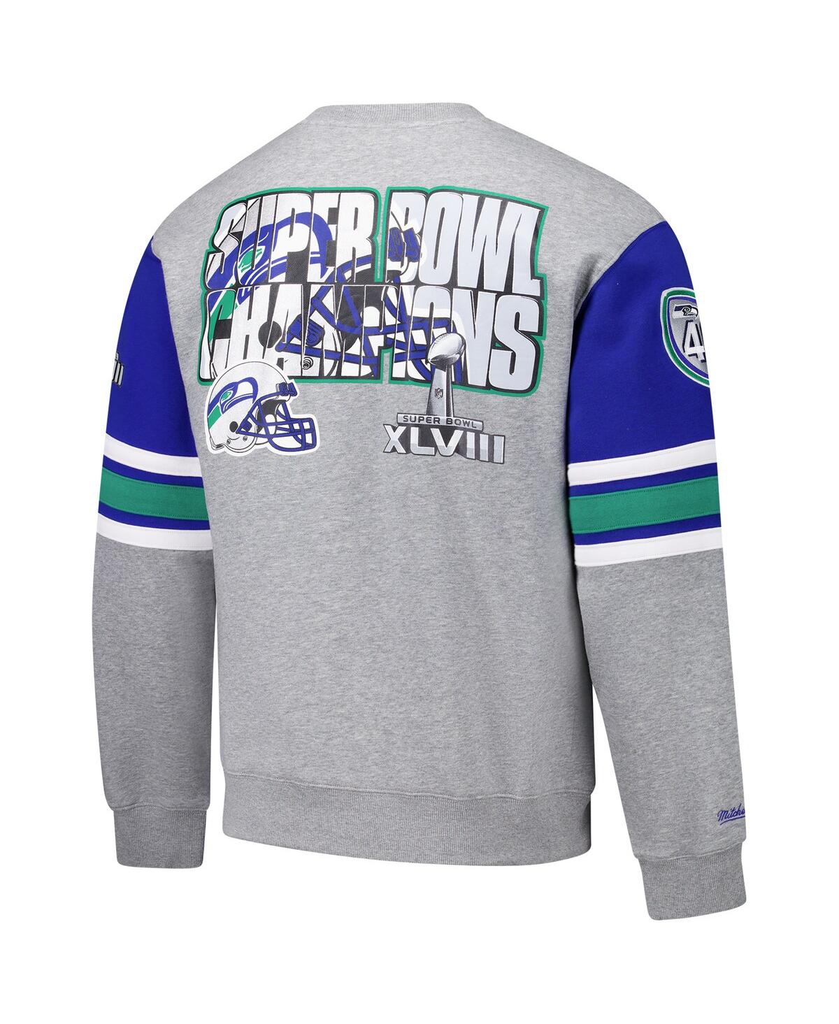 Mitchell & Ness Men'sSeattle Seahawks All Over 4.0 Vintage Logo Pullover Sweatshirt - Heather Gray