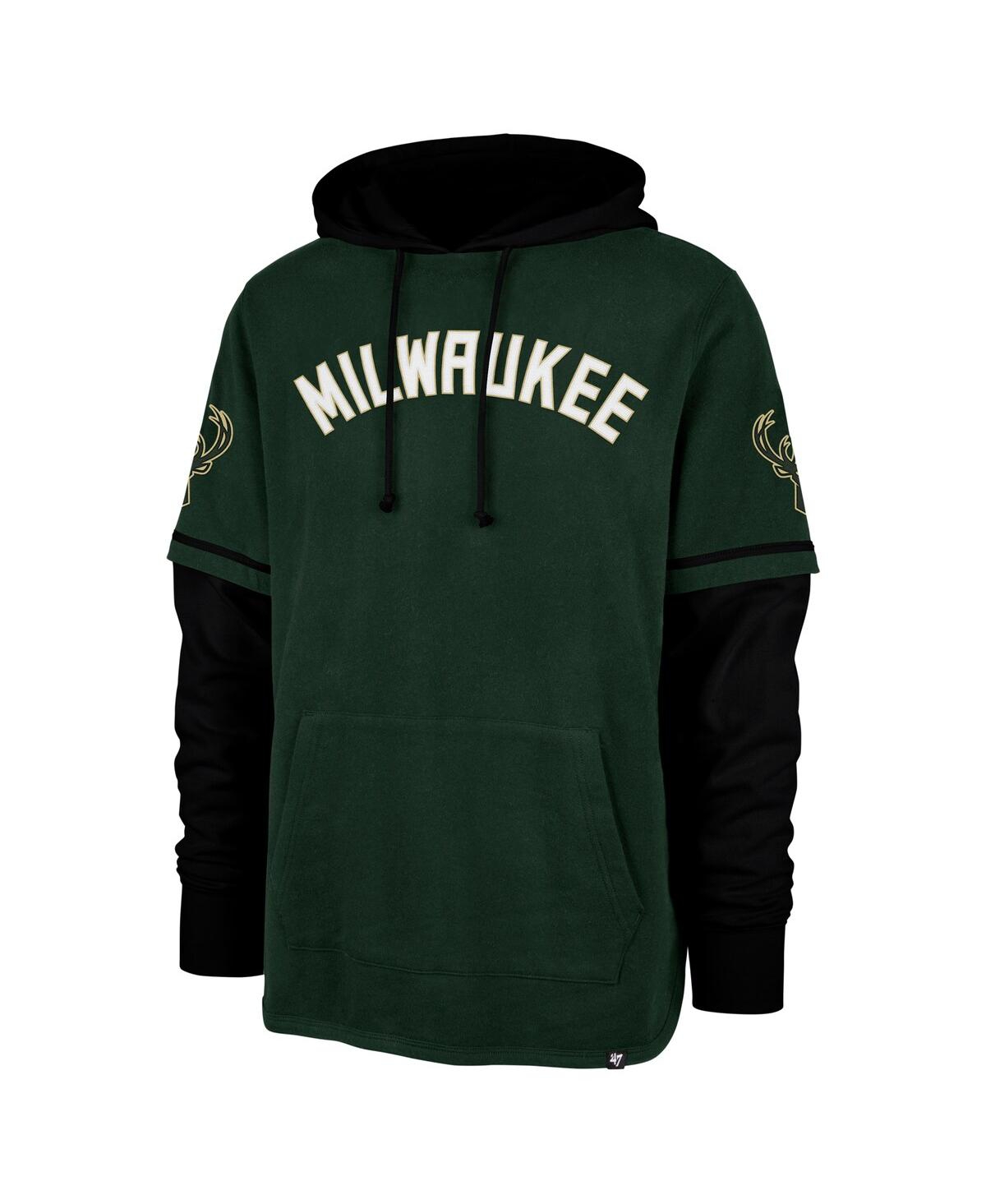 '47 Brand Men'sMilwaukee Bucks Trifecta Shortstop Pullover Hoodie - Hunter Green