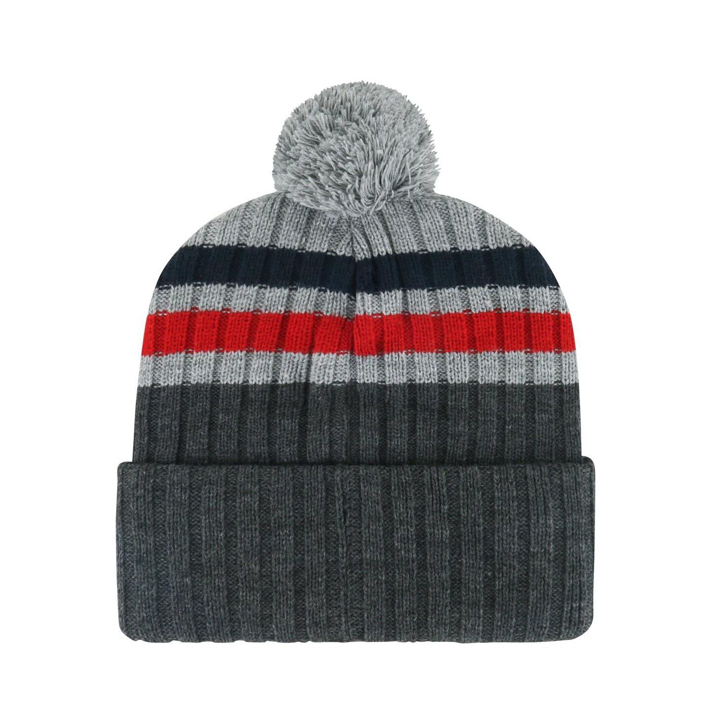 Мужская шапка '47 Brand Gray Washington Capitals Stack Patch Cuffed Knit Hat with Pom — фото 2