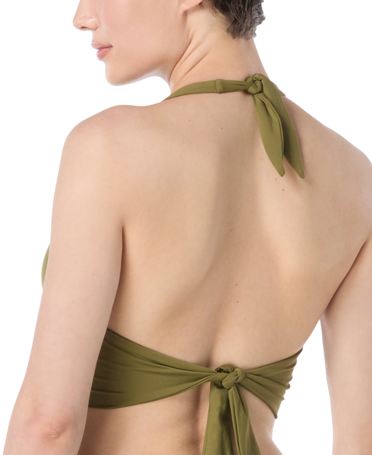 Carmen Marc Valvo Short Beaded Mesh Pareo Cover Up In Olive