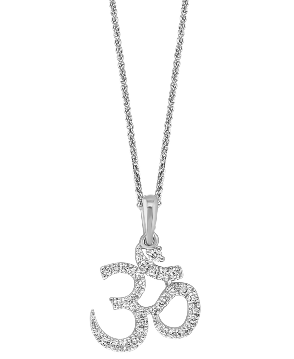 Diamond Om 18" Pendant Necklace (1/6 ct. t.w.) in 14k White or Yellow Gold - Yellow Gold