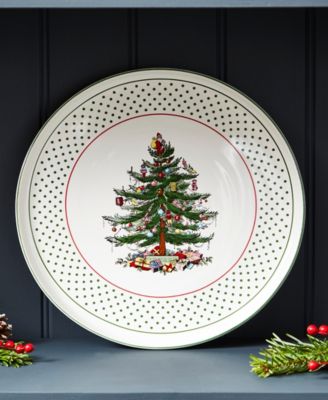 Christmas Tree Polka Dot Lazy Susan Plate, 13"