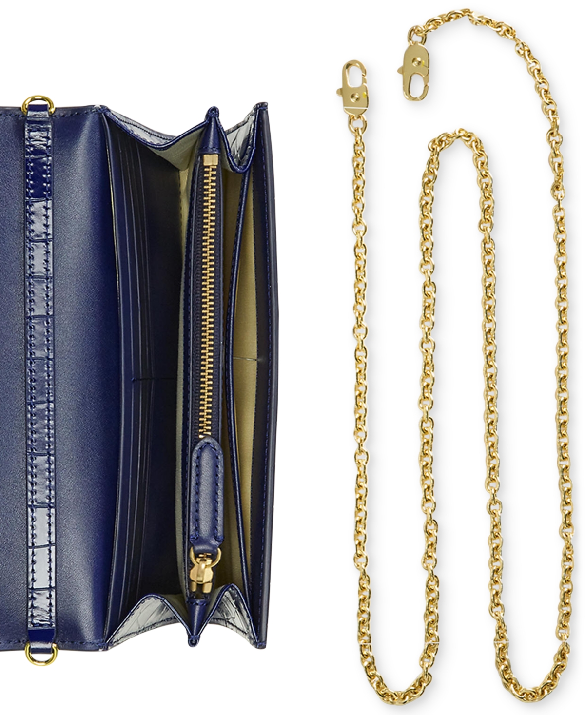 Ralph Lauren Croc-embossed Medium Adair Crossbody In Navy