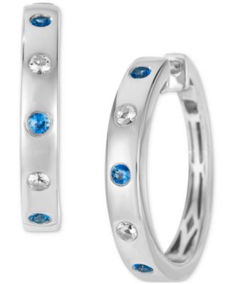 Anywear Everywear&reg; Blueberry Sapphire (1/6 ct. t.w.) & White Sapphire (1/10 ct. t.w.) Hoop Earrings in 14k Honey Gold