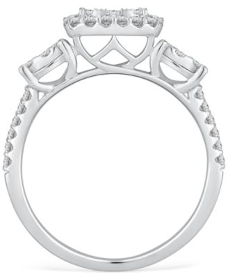 Diamond Cluster Three Stone Three Stone Ring (1 ct. t.w.) in 14k White Gold