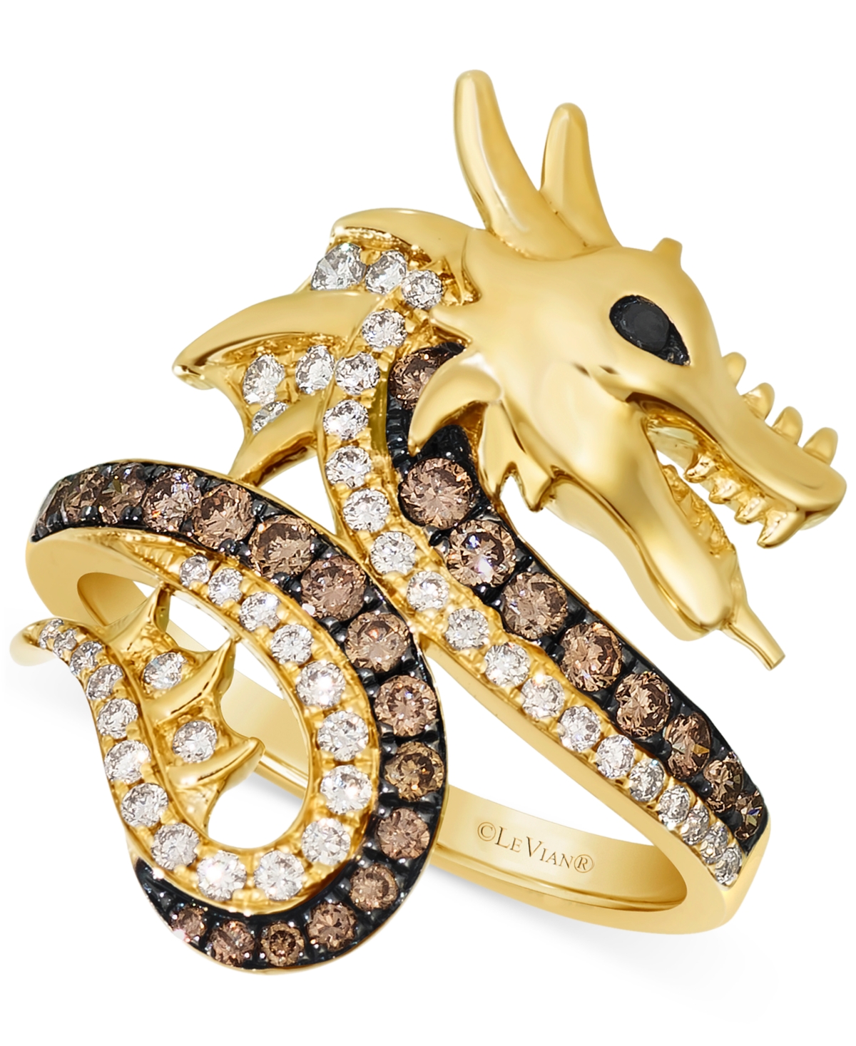 Le Vian Chocolate Diamond, Nude Diamond, & Blackberry Diamond Dragon Ring (3/4 Ct. T.w.) In 14k Gold In Yellow Gold