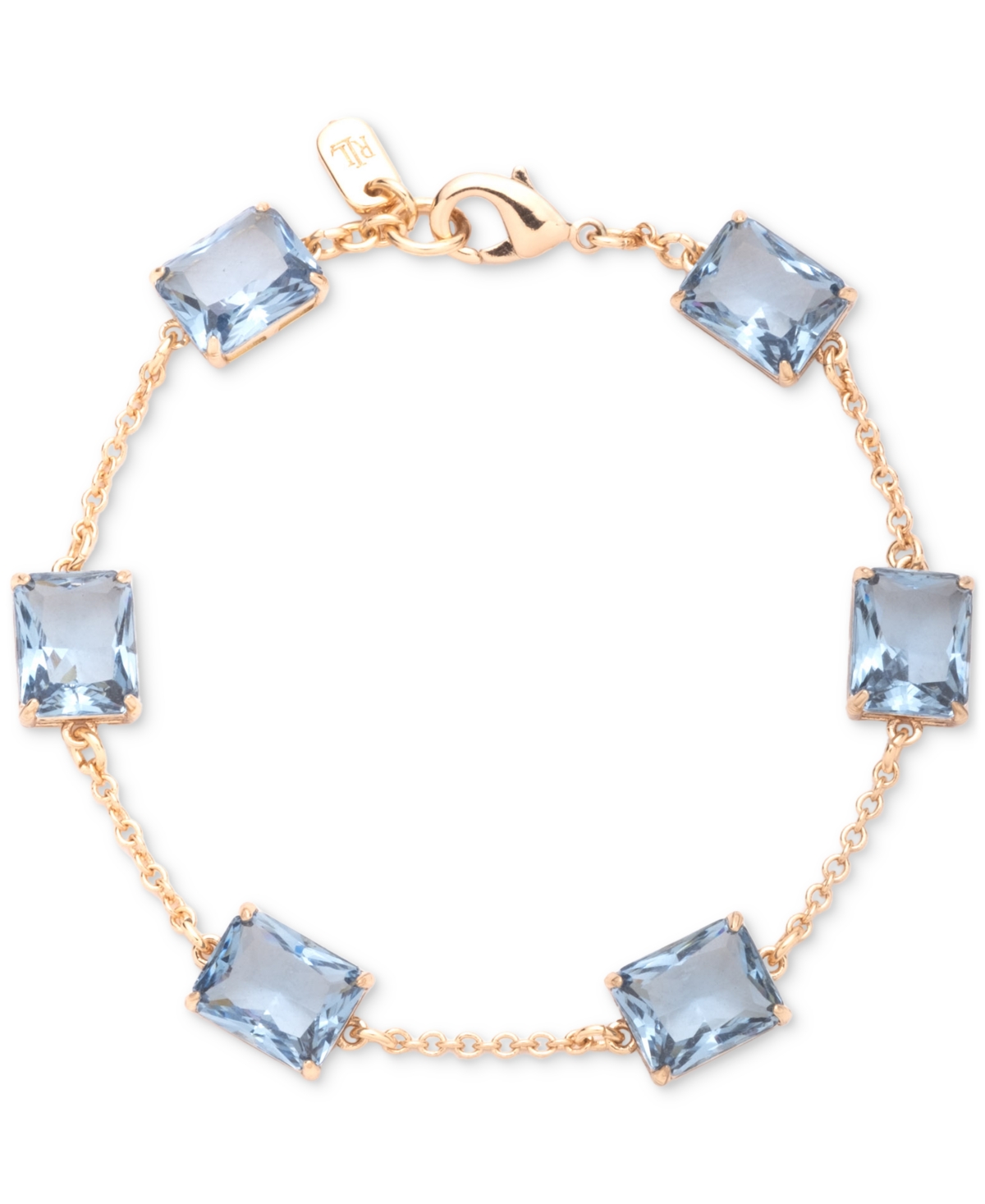 Ralph Lauren Gold-tone Square Stone Flex Bracelet In Lt Sapphre
