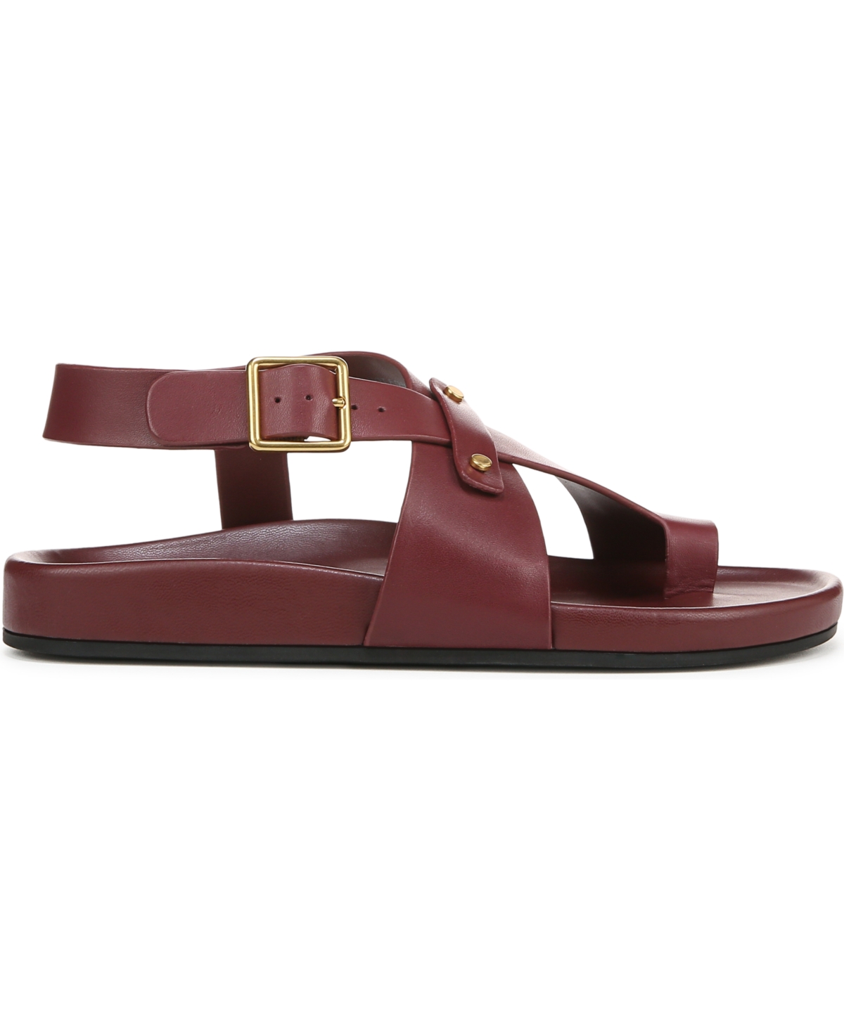 Franco Sarto Women's Blair Toe Loop Round Toe Flat Sandals In Bordo Red Leather