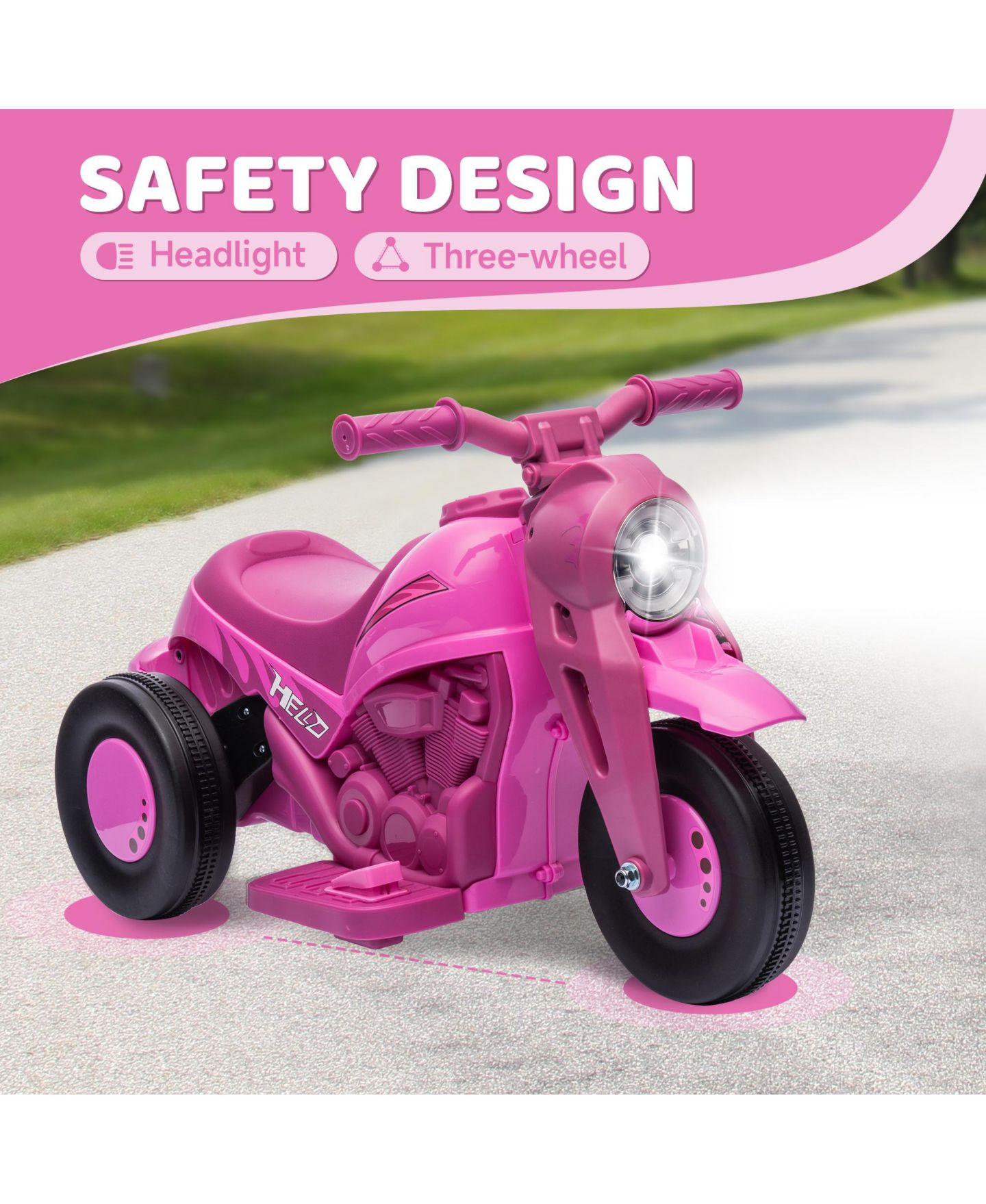 Детская игрушка Qaba Ride-On Motorcycle with 6V Battery, Bubble & Music, 66 lb Capacity, Ages 2+, цвет: Розовый — фото 3