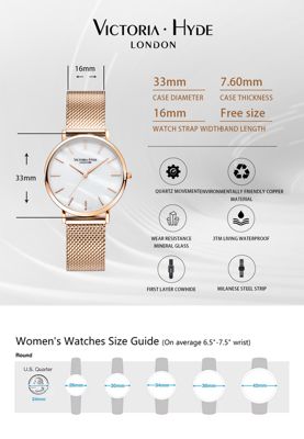 Women's Watch Round case 33mm Two-Tone Stainless Steel Bracelet Victoria Hyde