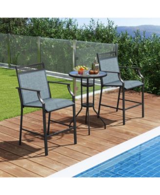 Outdoor Counter Stools Set of 2 Heavy-Duty Barstools with Footrest and Armrests