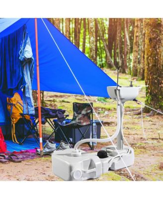 17L Portable Camping Sink w/ Pump & 2 Pcs 24L Water Tank,  Small Handwashing Station For RV Travel Outdoor Party